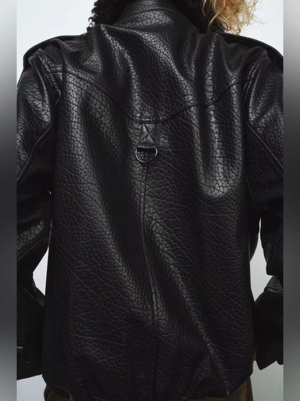 Zara faux leather black bomber jacket with detachable fur collar sz.XS